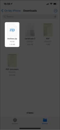Archivezip is created on iPhone from Files app