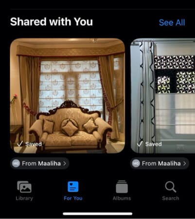 For You tab you can see Shared with You Photos in iOS 15