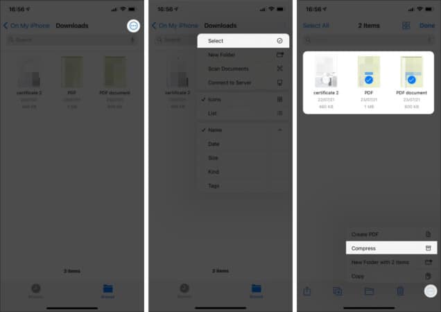 How to compress multiple files on iPhone