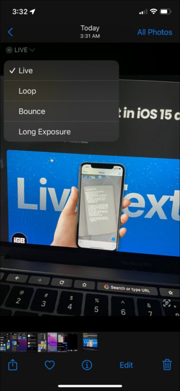 Convert Live Photo into Loop Bounce and Long Exposure in iOS 15