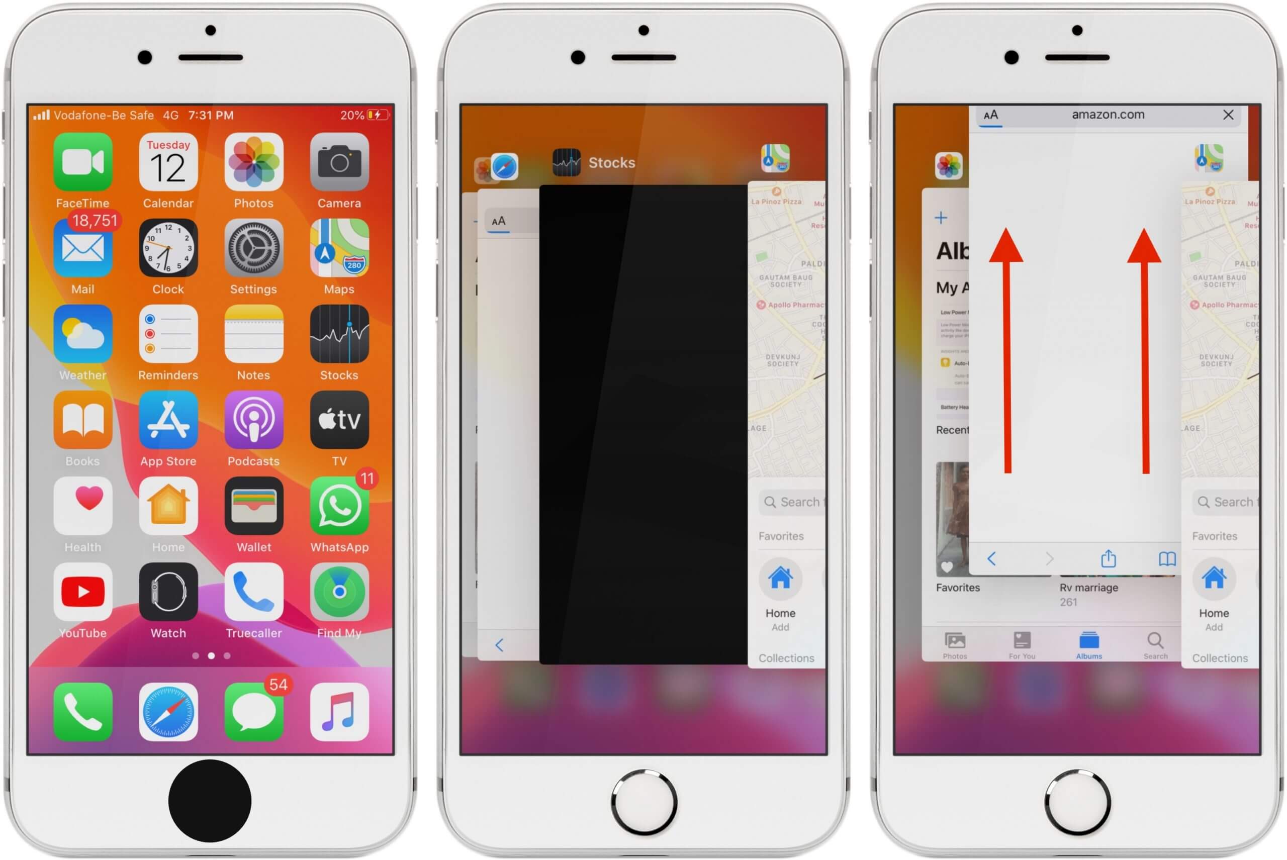 Closing apps on an iPhone with a Home button