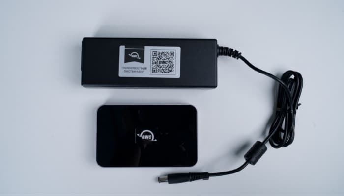 OWC Thunderbolt Hub with its charger