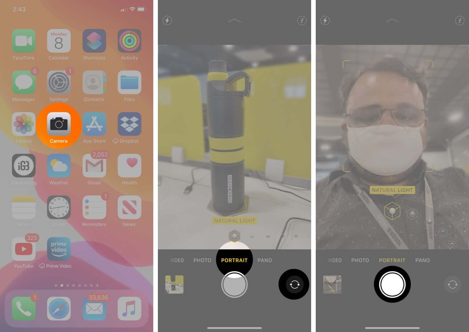 take portrait mode selfie on iphone