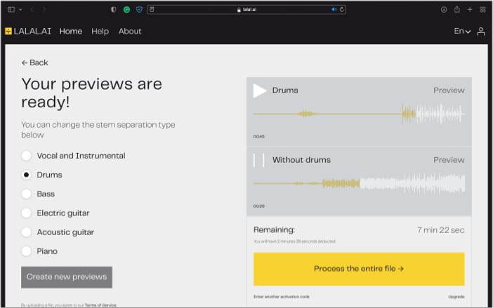 Isolate more than just vocals in LALALAI on Mac