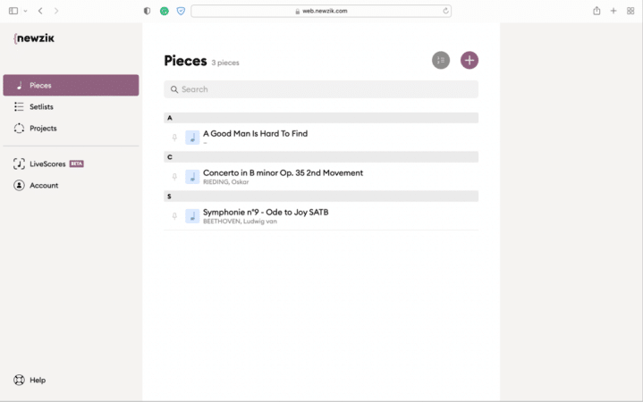Access your score library across devices with Newzik