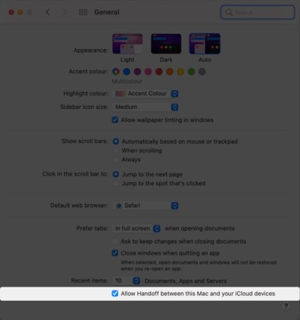 Turn on Handoff on Mac to use Universal Clipboard