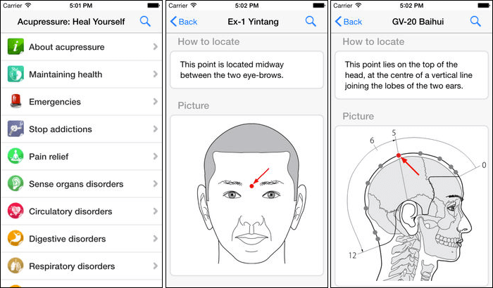 Acupressure Stress Relieving iPhone and iPad App Screenshot