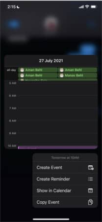 Event creation in Apple Calendar