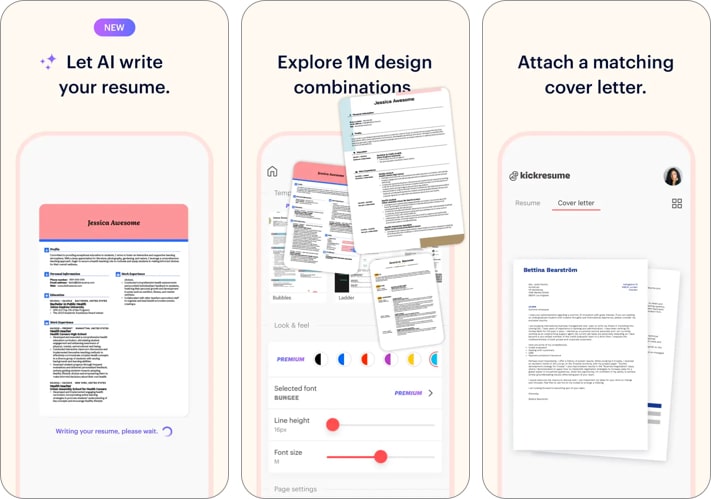 Kickresume AI Resume Builder app for iphone
