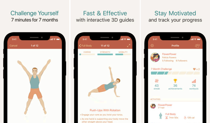 Seven  7 Minute Workout Training Challenge iPhone and iPad App Screenshot