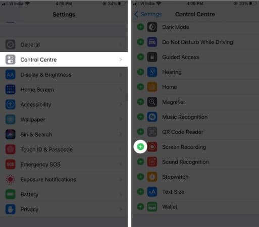 Add screen recording to control center on iphone 513x450 1