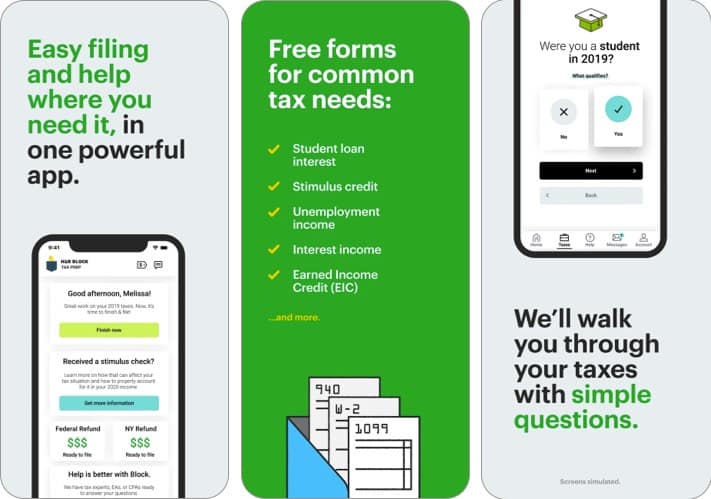 hr iphone and ipad tax app screenshot