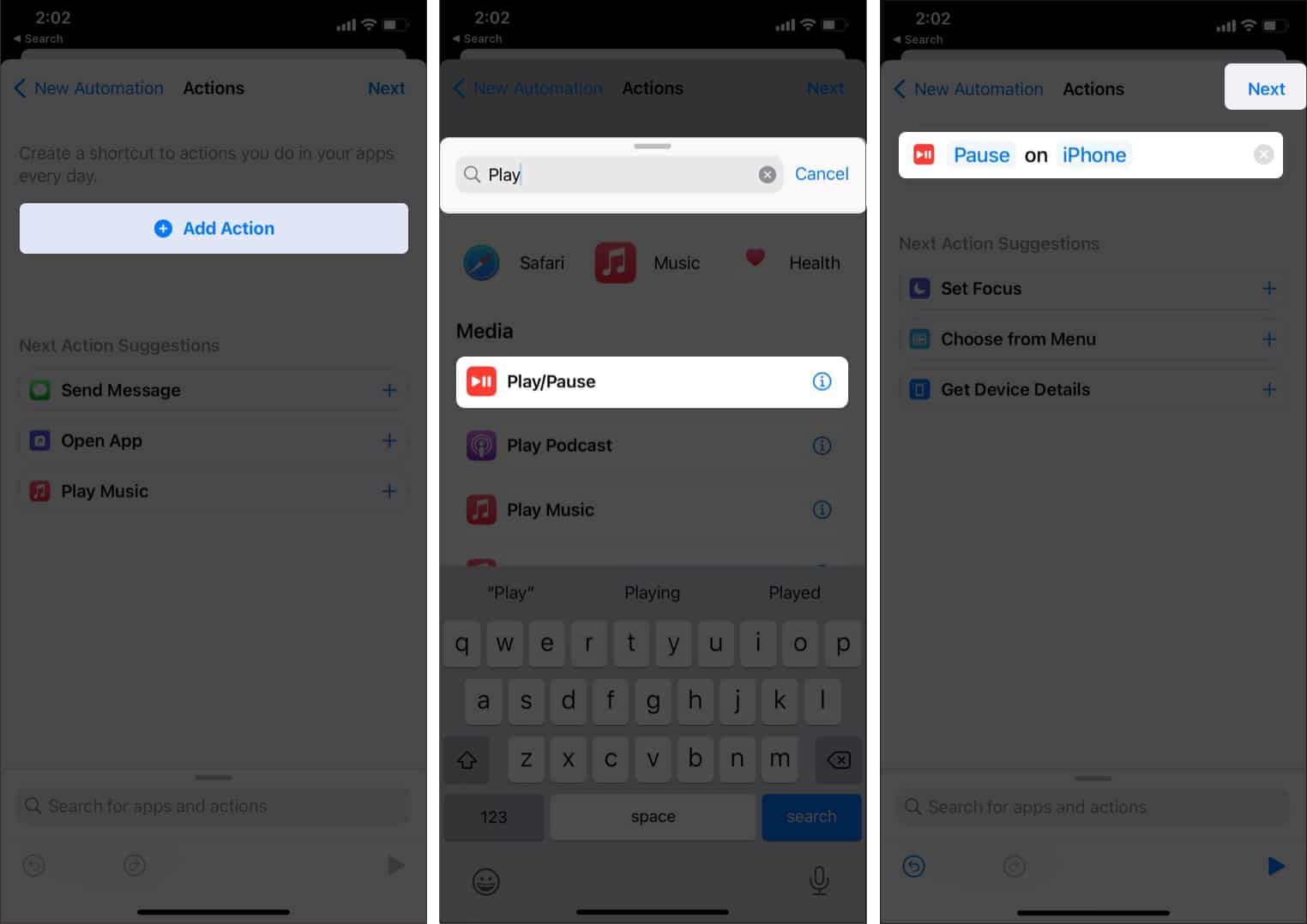 Search for PlayPause Shortcuts app on iPhone