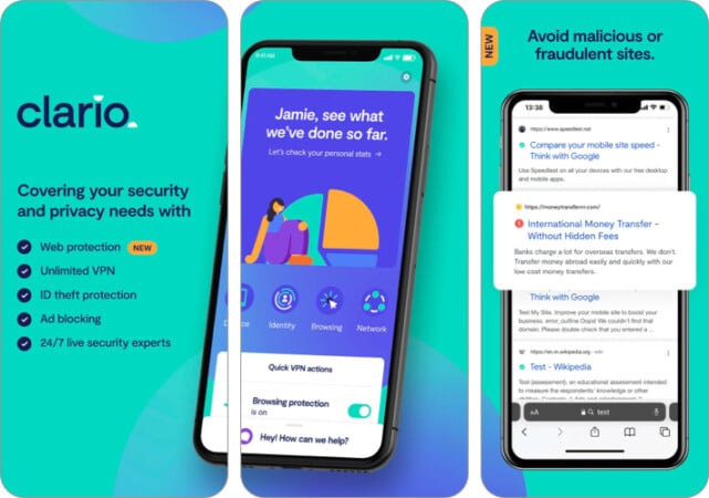 Clario Privacy  Security app for iPhone