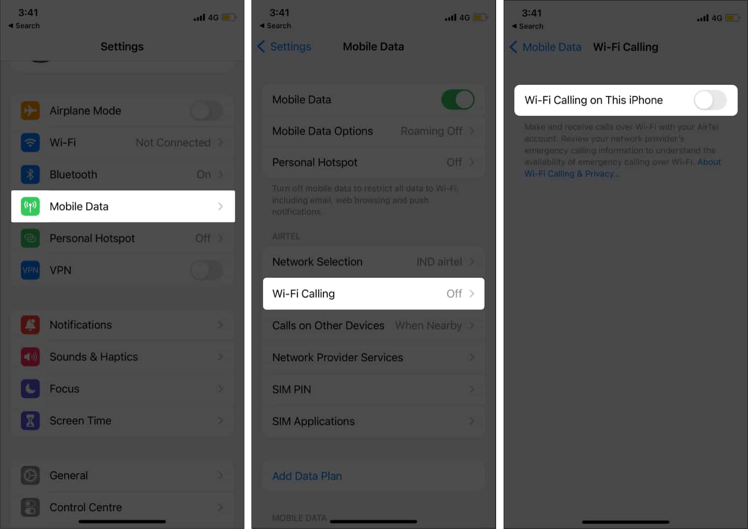 Disable Wi Fi Calling on iPhone