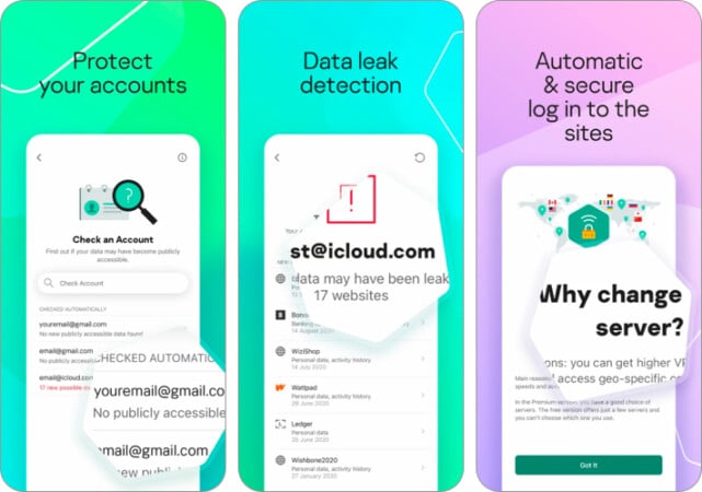 Kaspersky Security  VPN antivirus app for iPhone