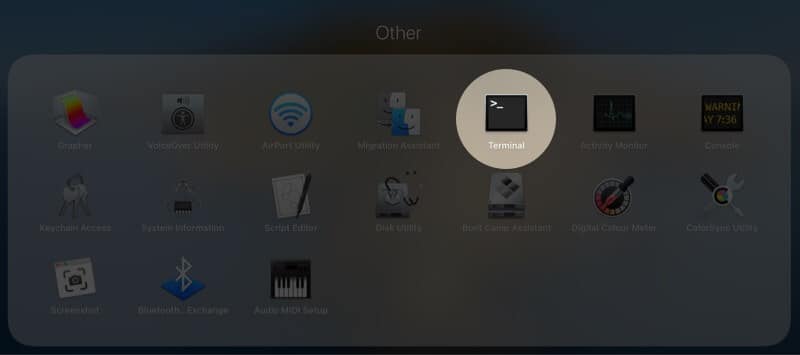 Open Terminal from Launch Pad on Mac