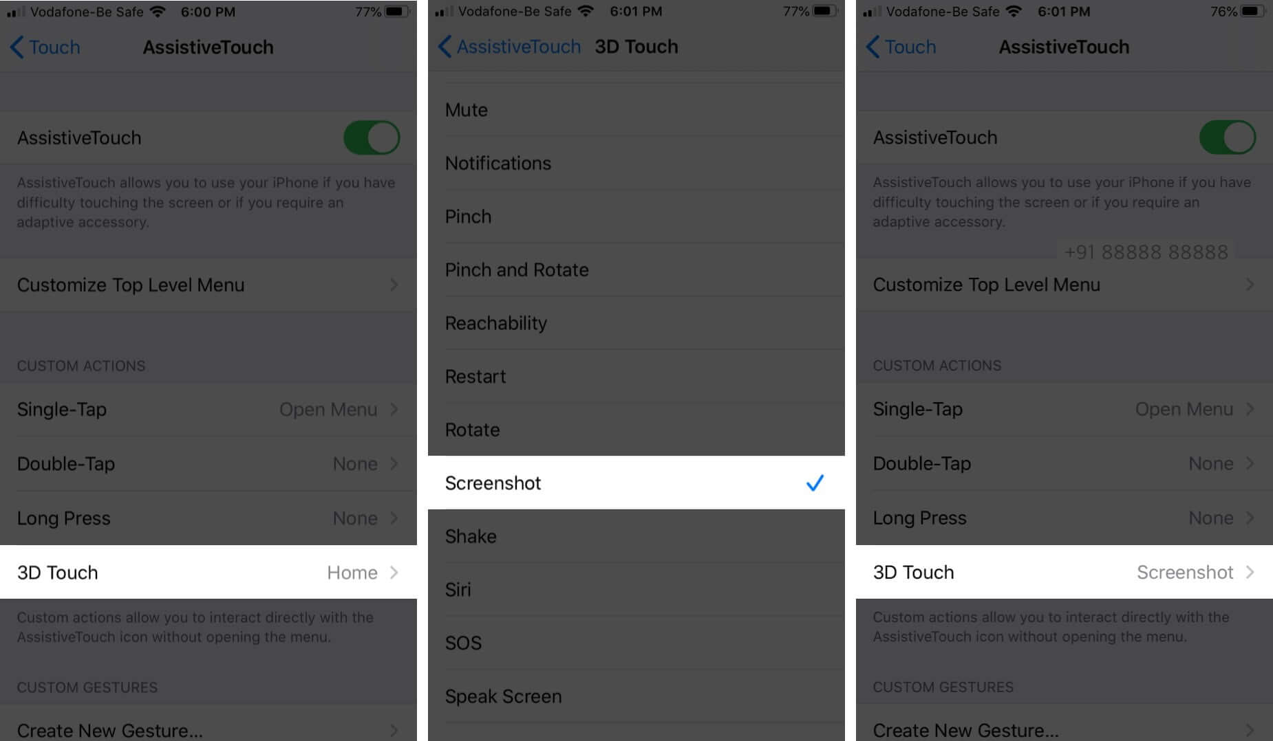 use 3d touch to take screenshot on iphone