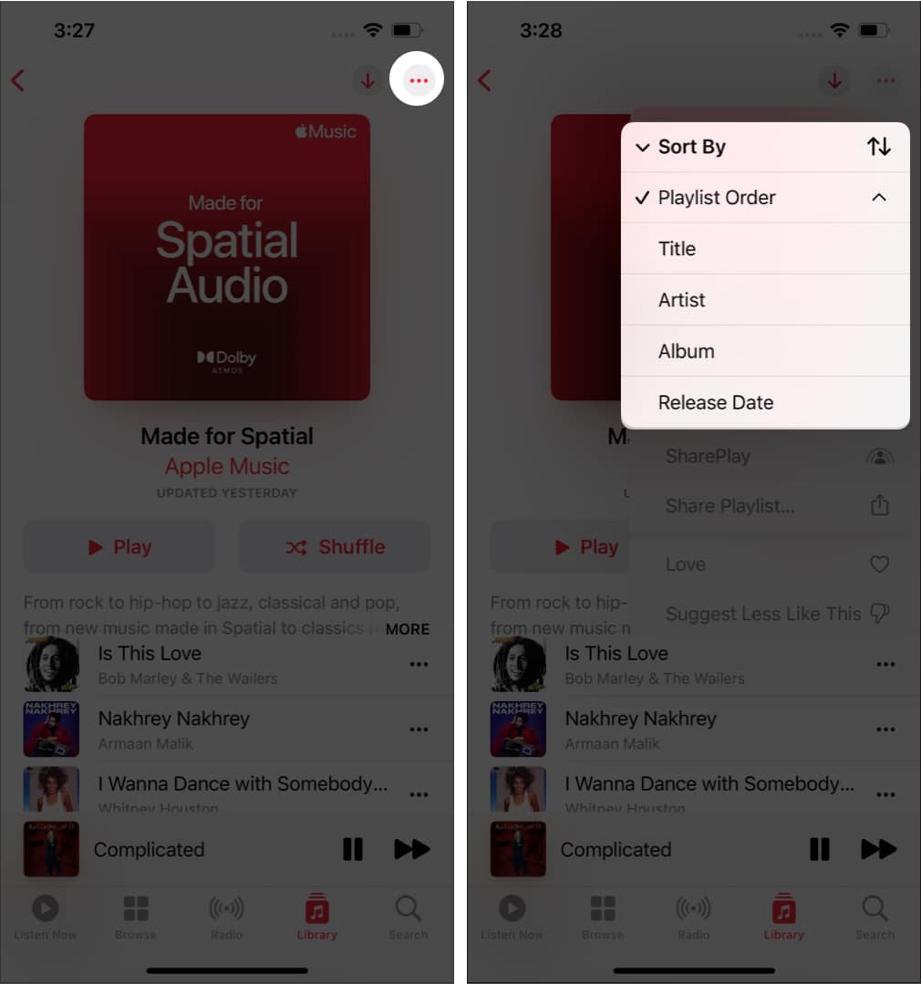 Sort Apple playlist