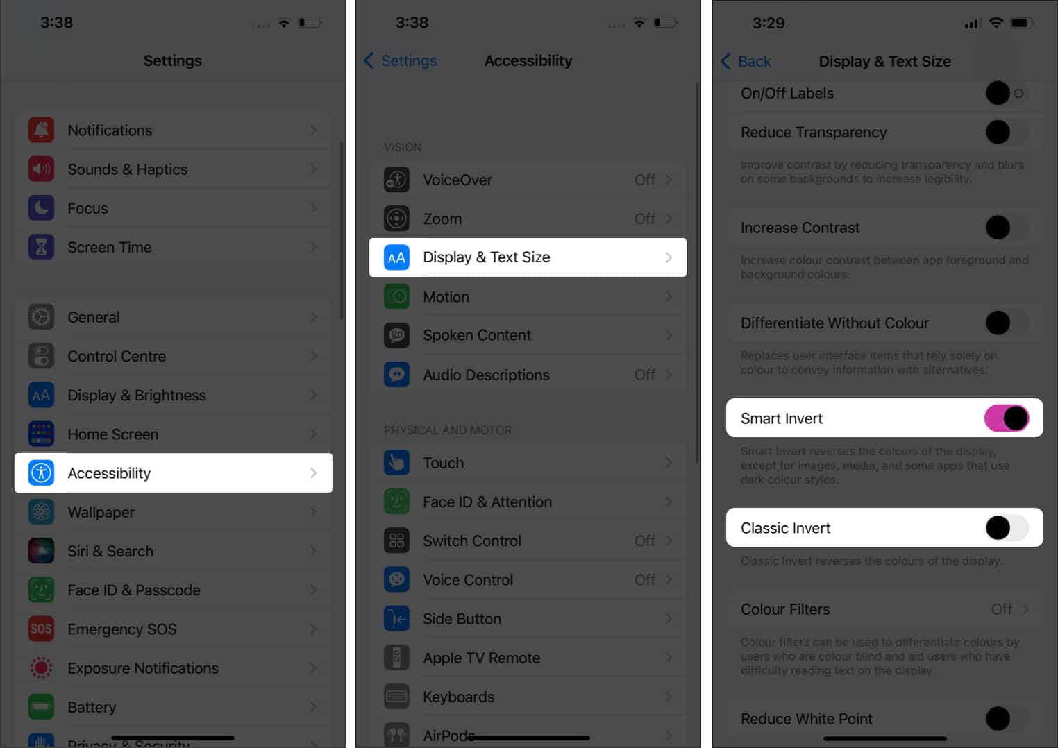 How to invert colors on iPhone running iOS 13 and later