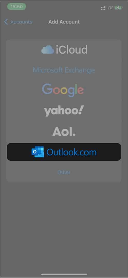 Select Outlookcom to Sync Outlook Calendar With an iPhone