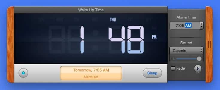 Use a third party app Wake Up Time for alarm on Mac