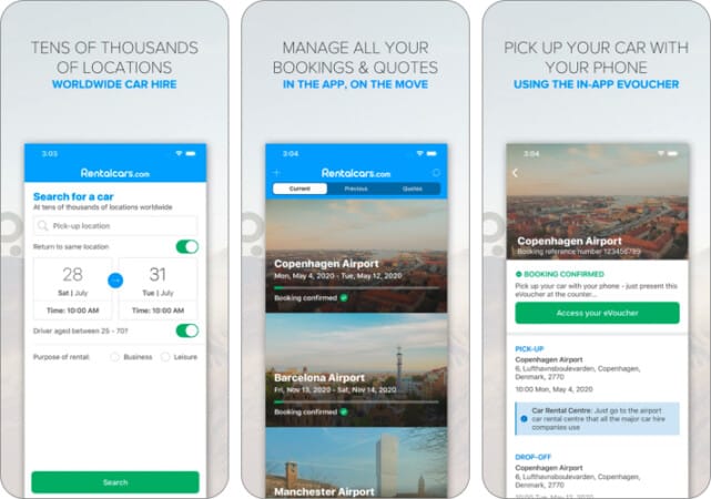 Rentalcarscom iPhone Car rental App