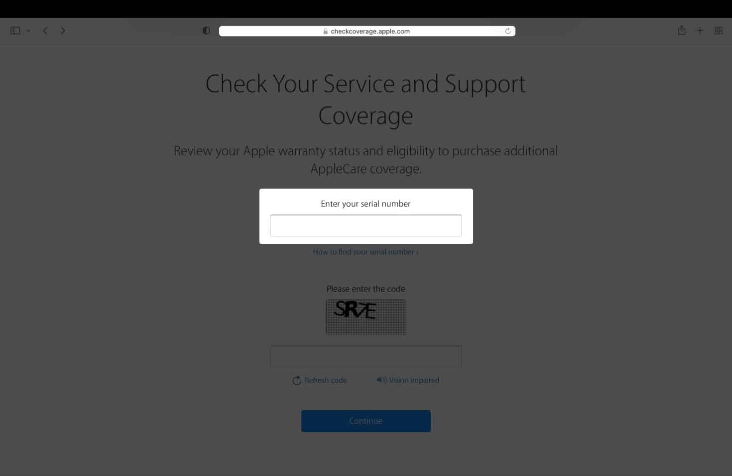 Checking warranty status on a Mac