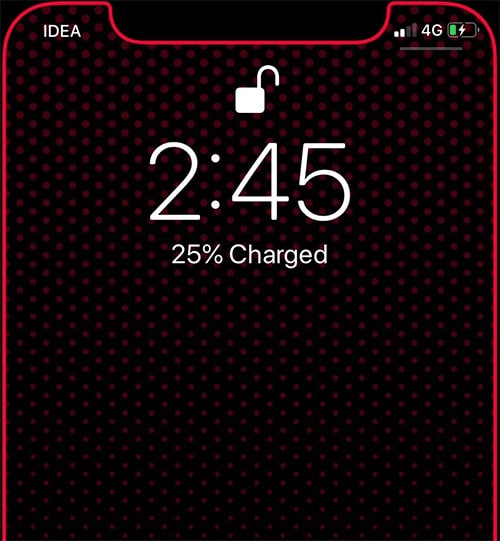 Plugged iPhone in charge battery percent shows up on the iPhone lock screen