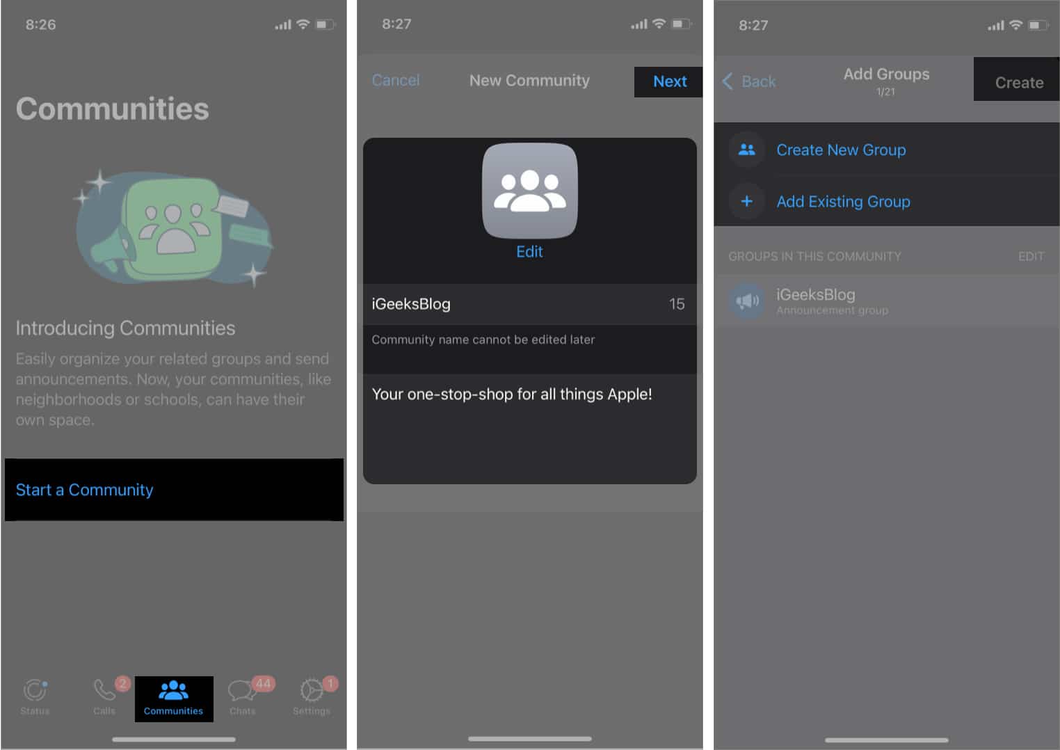 How to create community on Whatsapp on iPhone