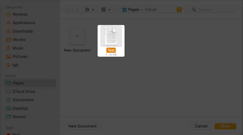Go to the document that you want to password protect on Mac