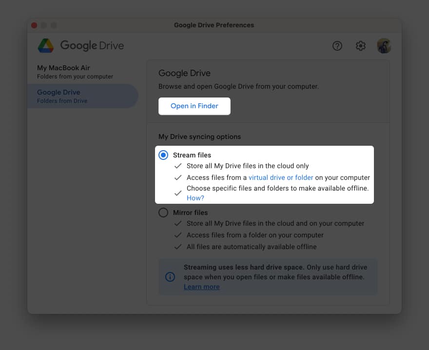 How to setup Google Drive Mac app