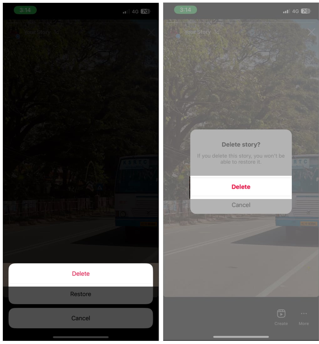 Permanently delete archived stories on Instagram