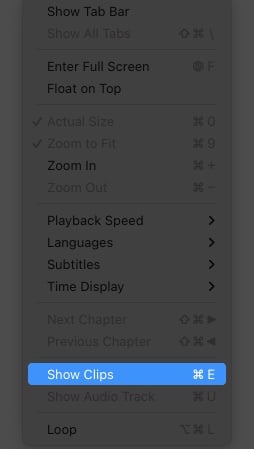 Select Show Clips in View on iPhone