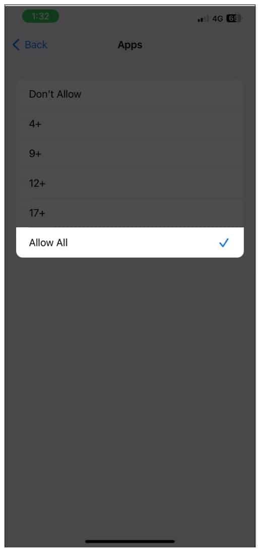 Unhide apps from Screen Time on iPhone