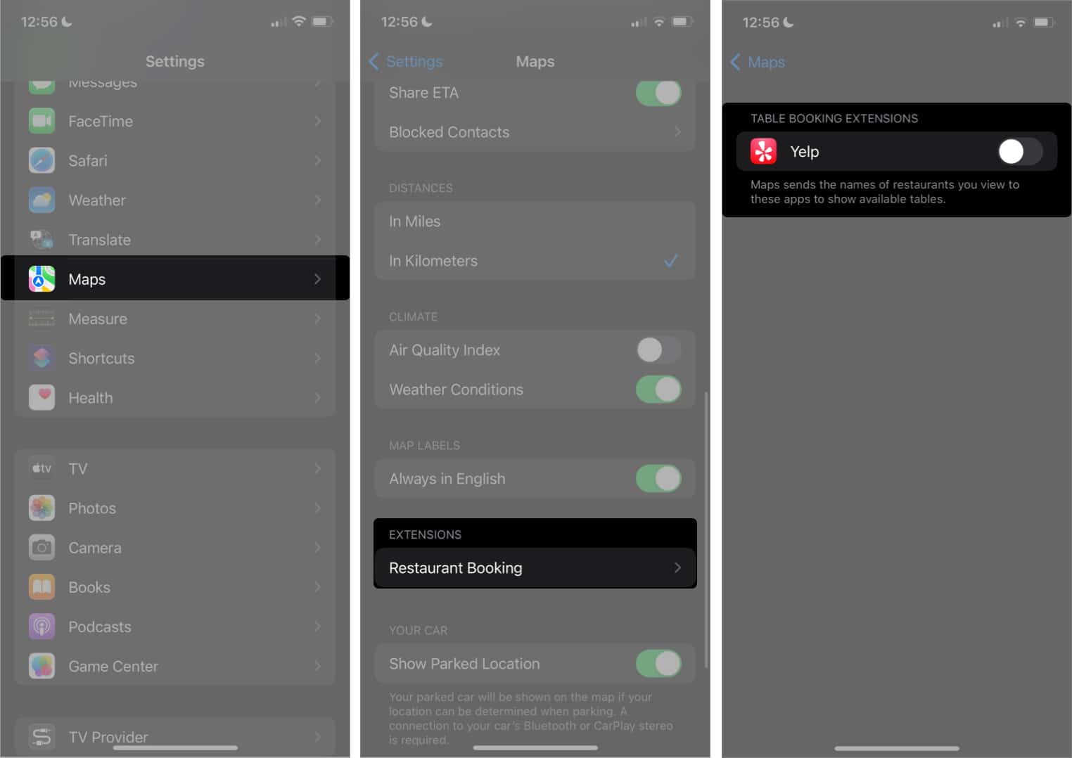 Enable third party extensions in Apple Maps