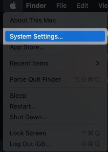 To configure SSH server on Mac Click on Apple Logo Go to System Settings