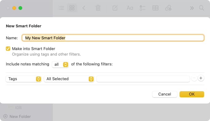Check the box for Make into Smart Folder on Mac