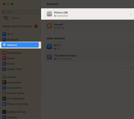 Navigate to Network select your iPhone