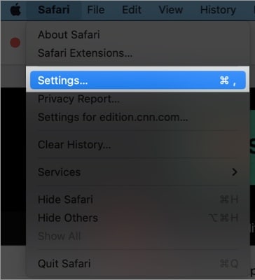 Open Safari tap on Safari and pick Settings