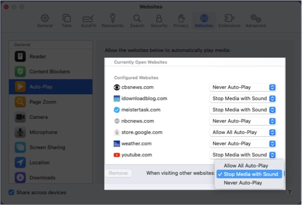 Pick the auto play setting