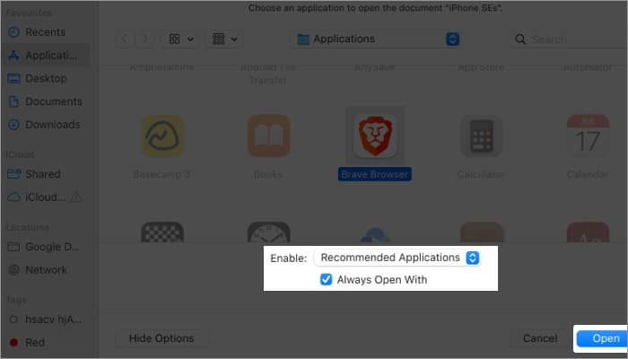 navigate to Enable tap All Applications