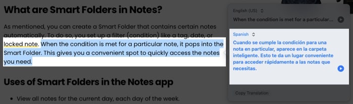 use the Play button on the right to hear the text aloud