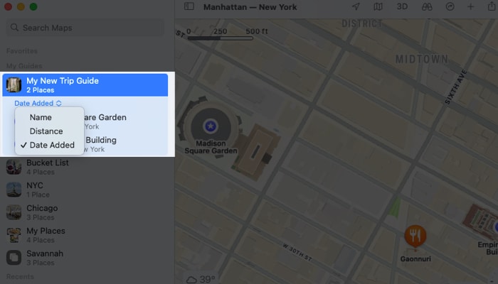 To change the sort order for the locations expand the Guide in the sidebar
