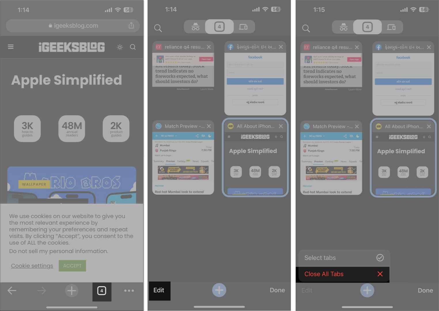 Access tabs edit and close all tabs on chrome app