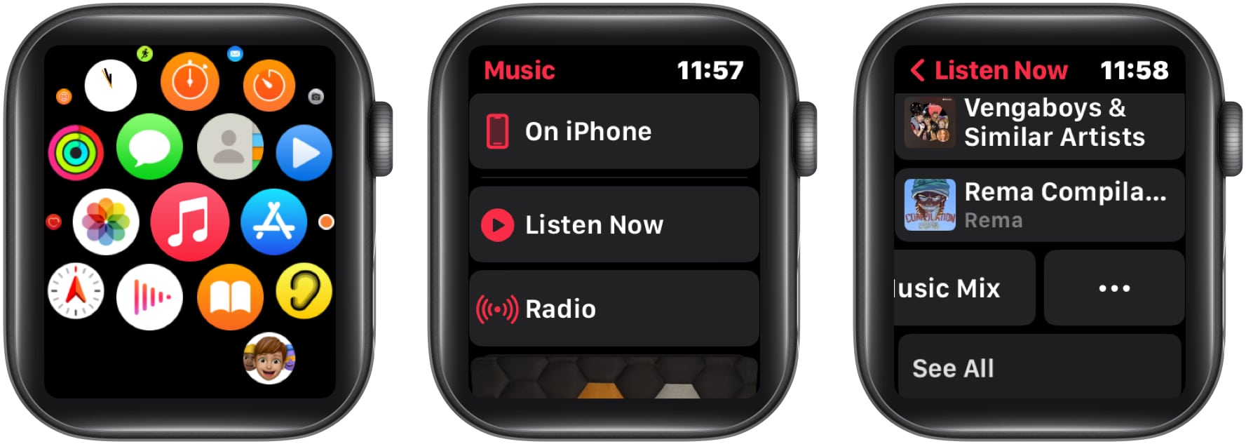Launch Music app go to track to share swipe left and tap three dots