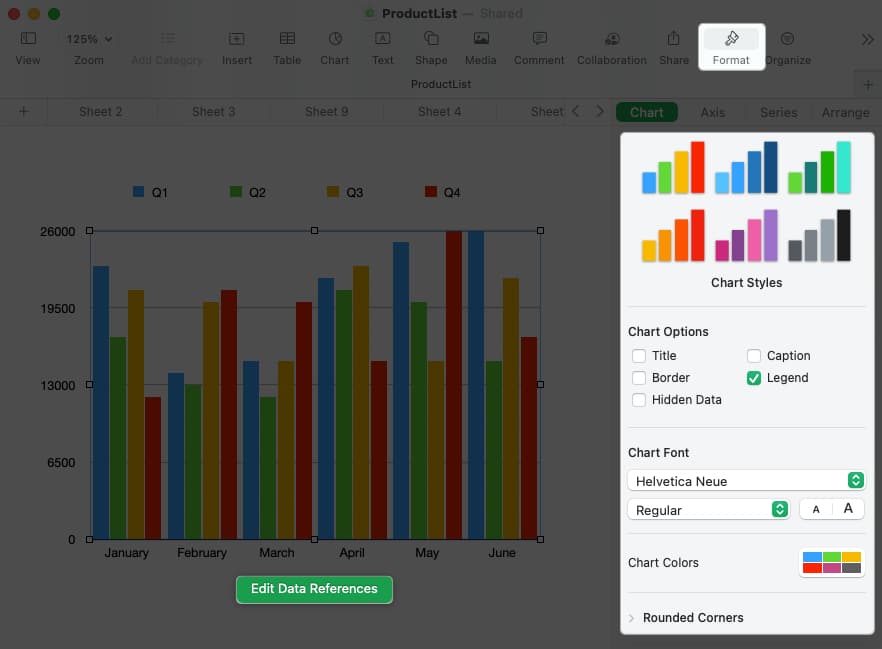Click format make changes edit preferences in numbers