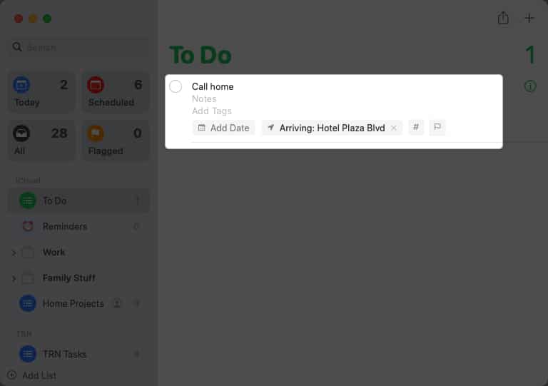 Create location based reminders on Mac