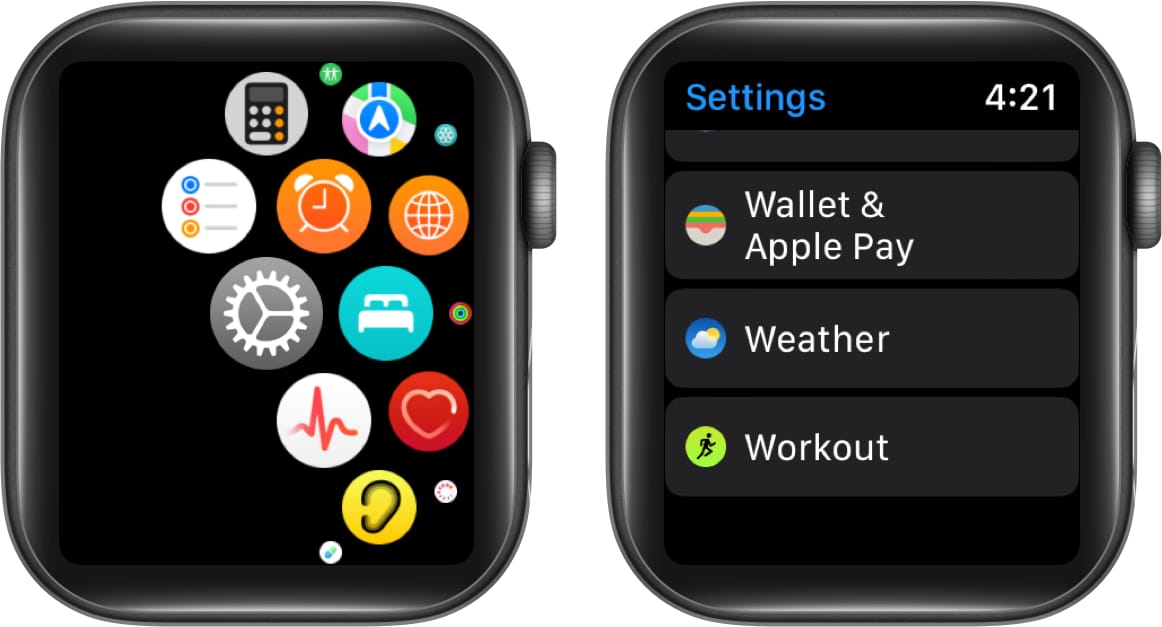 Open Settings app tap Workout