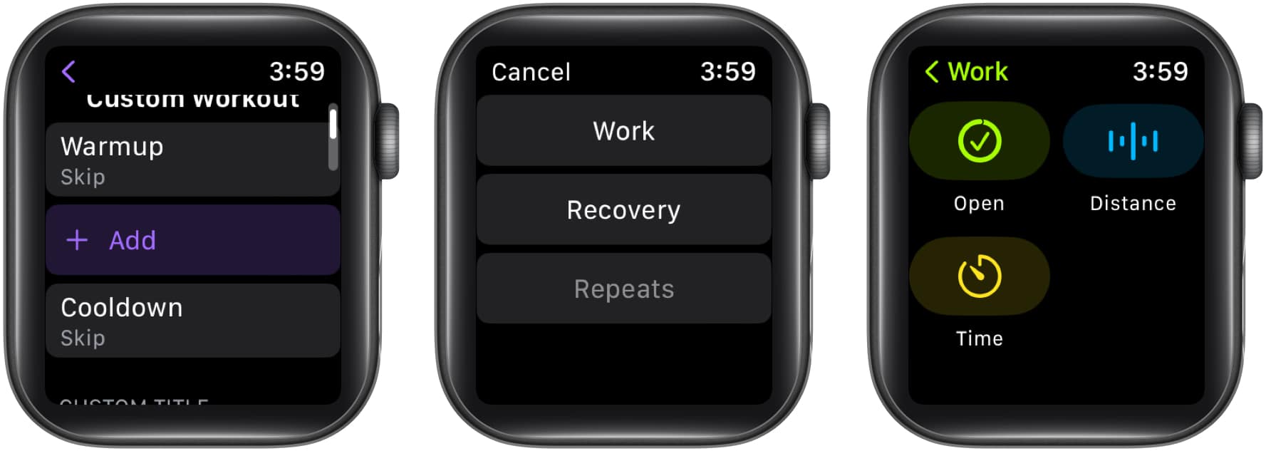 Select + Add button choose from Work or Recovery select a Goal Type